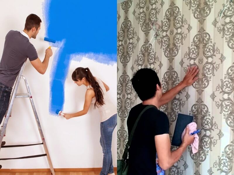 Sử dụng giấy dán tường hoặc sơn, sửa lại phòng